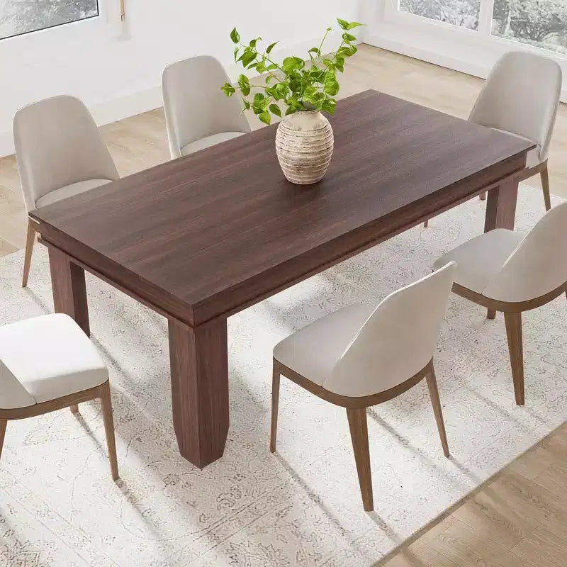Mesa de comedor rústica de 180 cm, mesa de cocina marrón con capacidad para 6-8 personas