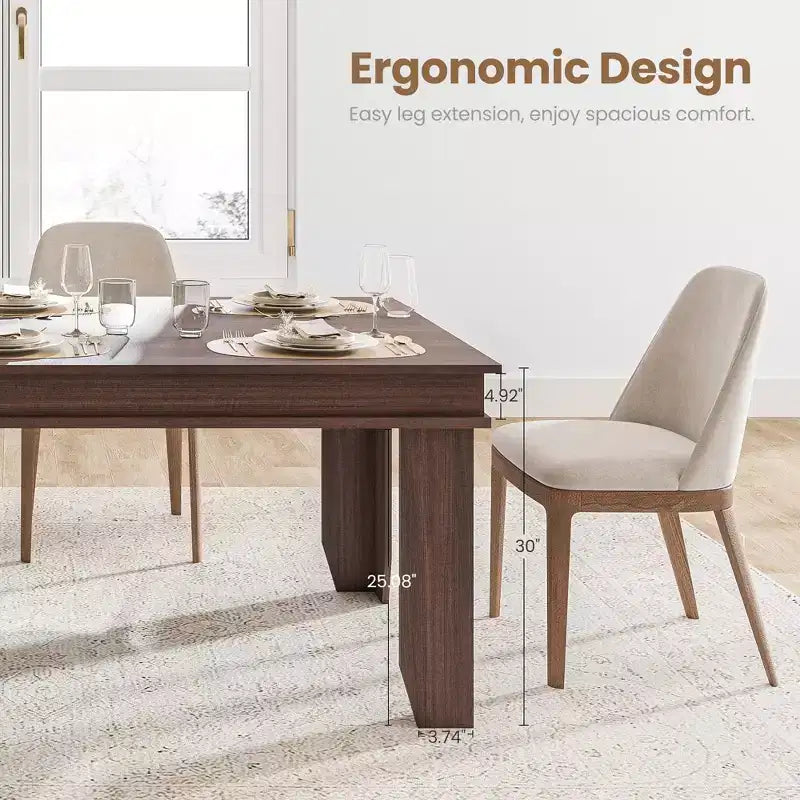 Mesa de comedor rústica de 180 cm, mesa de cocina marrón con capacidad para 6-8 personas