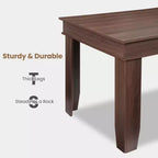 Mesa de comedor rústica de 180 cm, mesa de cocina marrón con capacidad para 6-8 personas