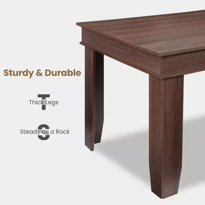 Mesa de comedor rústica de 180 cm, mesa de cocina marrón con capacidad para 6-8 personas