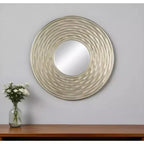 HomeRoots 31 espejo decorativo redondo plateado dimensional de marco grueso