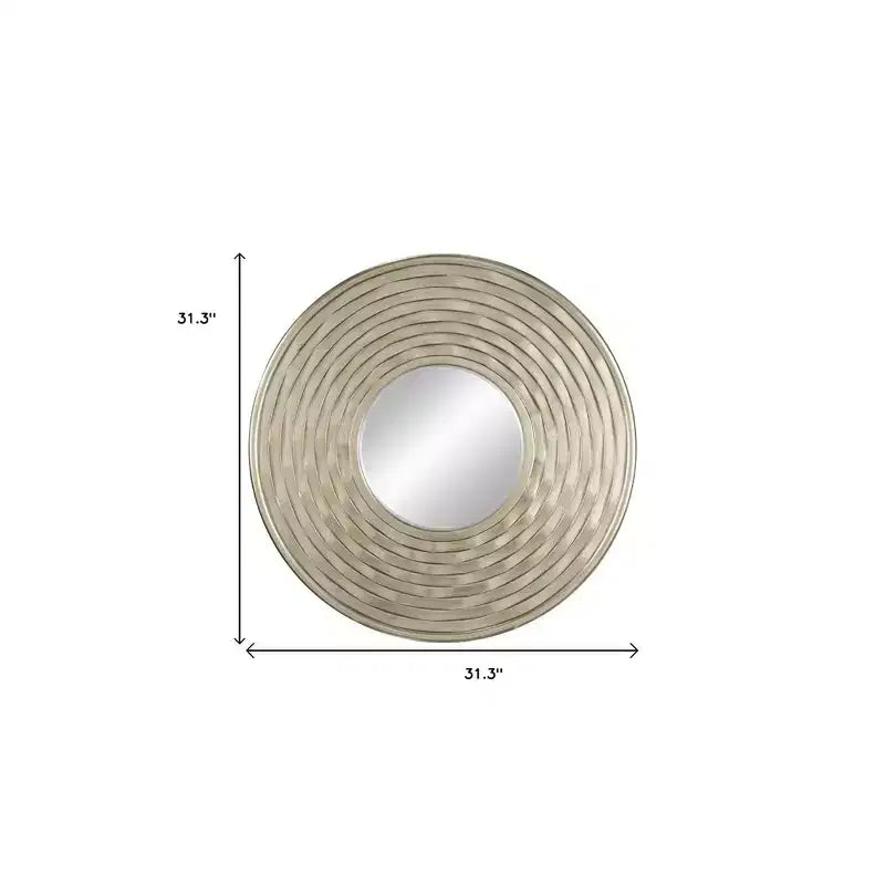 HomeRoots 31 espejo decorativo redondo plateado dimensional de marco grueso