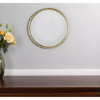 HomeRoots Espejo decorativo enmarcado con textura de hierro redondo dorado de 10 pulgadas