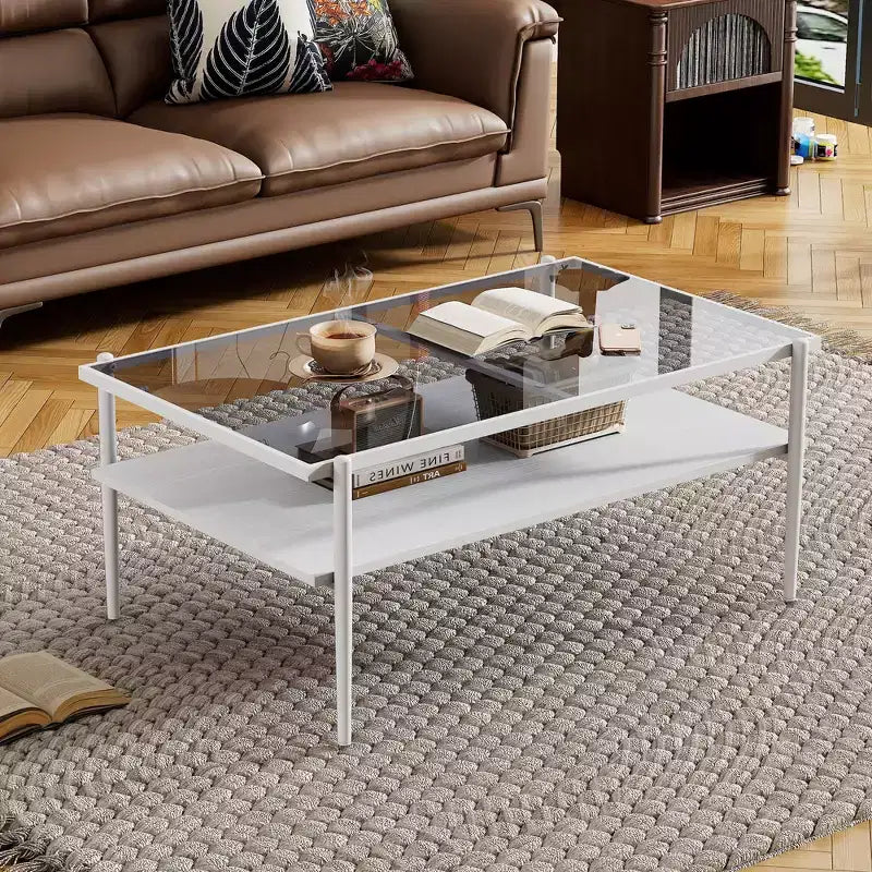 Juego de 3 mesas de centro y mesas auxiliares, mesa de cristal templado con capa de MDF, mesas modernas para sala de estar, cristal gris