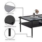 Juego de 3 mesas de centro y mesas auxiliares, mesa de cristal templado con capa de MDF, mesas modernas para sala de estar, cristal gris
