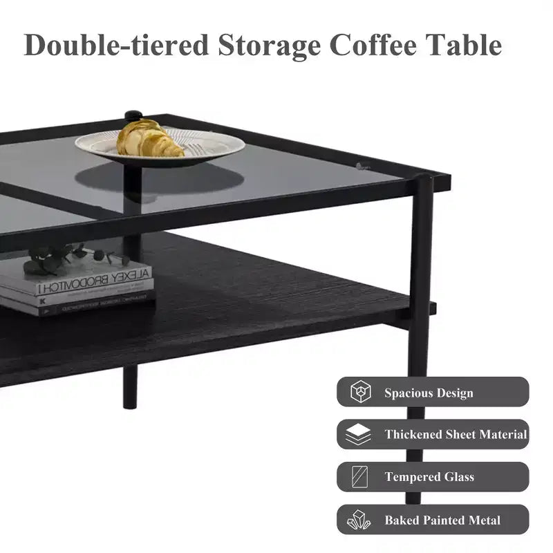 Juego de 3 mesas de centro y mesas auxiliares, mesa de cristal templado con capa de MDF, mesas modernas para sala de estar, cristal gris