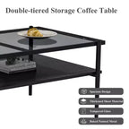 Juego de 3 mesas de centro y mesas auxiliares, mesa de cristal templado con capa de MDF, mesas modernas para sala de estar, cristal gris