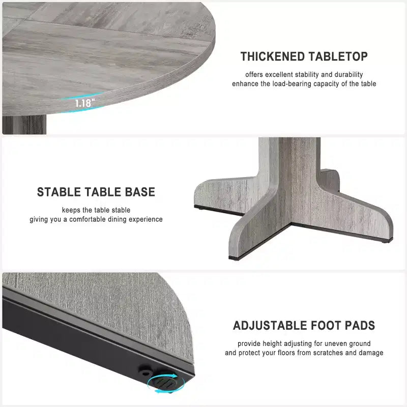 Mesa de comedor redonda de 47 pulgadas para 4 personas, mesa con patas curvas, mesa de comedor moderna, base estable, para cocina