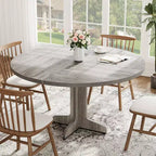 Mesa de comedor redonda de 47 pulgadas para 4 personas, mesa con patas curvas, mesa de comedor moderna, base estable, para cocina