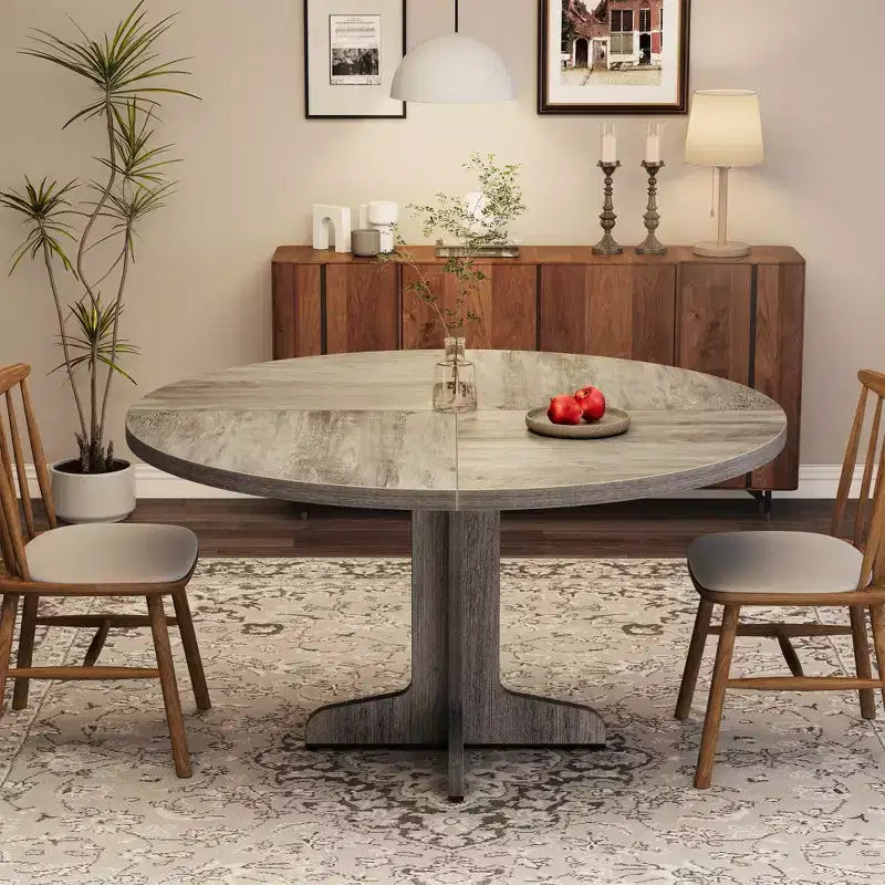 Mesa de comedor redonda de 47 pulgadas para 4 personas, mesa con patas curvas, mesa de comedor moderna, base estable, para cocina