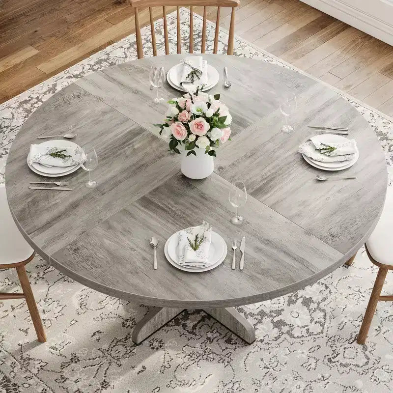 Mesa de comedor redonda de 47 pulgadas para 4 personas, mesa con patas curvas, mesa de comedor moderna, base estable, para cocina