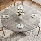 Mesa de comedor redonda de 47 pulgadas para 4 personas, mesa con patas curvas, mesa de comedor moderna, base estable, para cocina