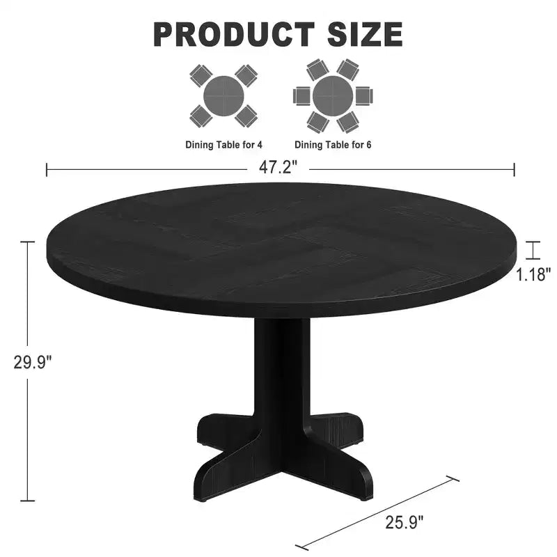 Mesa de comedor redonda de 47 pulgadas para 4 personas, mesa con patas curvas, mesa de comedor moderna, base estable, para cocina