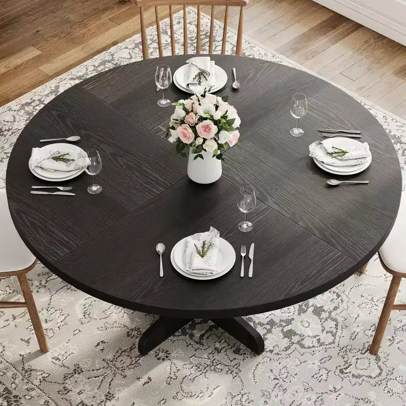 Mesa de comedor redonda de 47 pulgadas para 4 personas, mesa con patas curvas, mesa de comedor moderna, base estable, para cocina