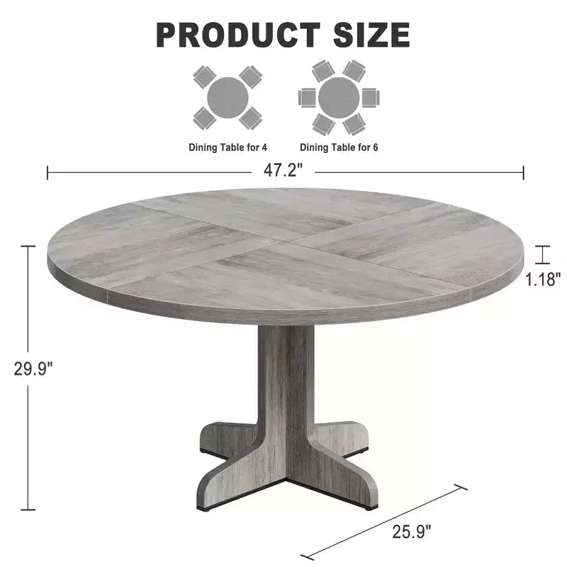 Mesa de comedor redonda de 47 pulgadas para 4 personas, mesa con patas curvas, mesa de comedor moderna, base estable, para cocina