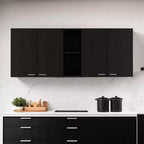 Armario de pared decorativo HomeRoots de 59 pulgadas, madera negra con cinco estantes