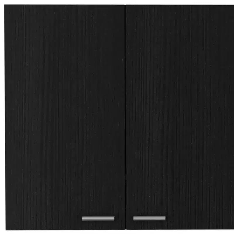 Armario de pared decorativo HomeRoots de 59 pulgadas, madera negra con cinco estantes