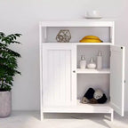 MAYEERTY Mueble de Almacenamiento Alto para Baño con Doble Puerta Persiana Blanco