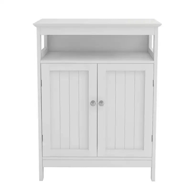 MAYEERTY Mueble de Almacenamiento Alto para Baño con Doble Puerta Persiana Blanco