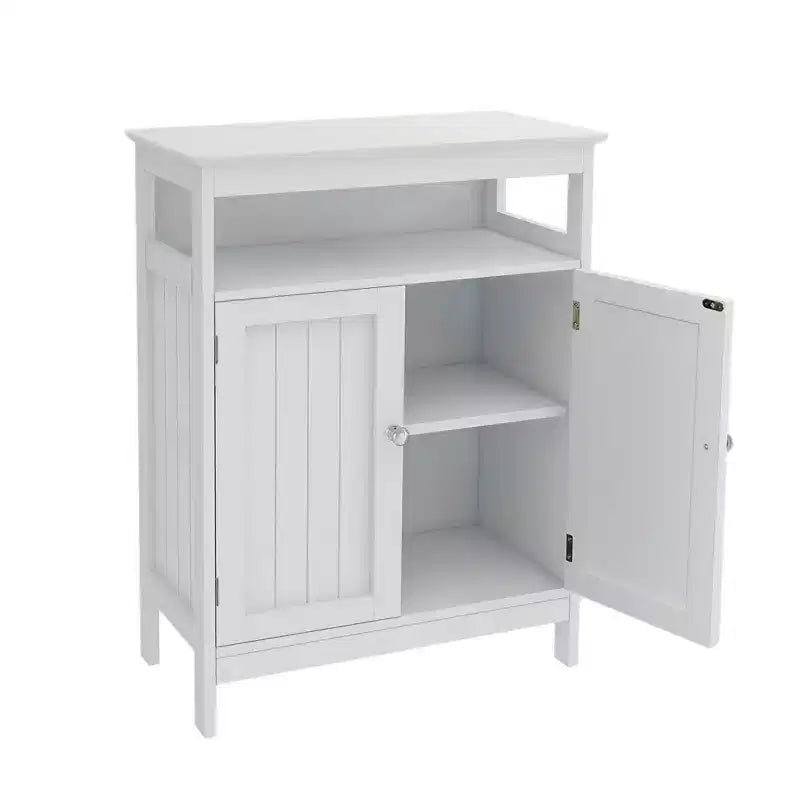MAYEERTY Mueble de Almacenamiento Alto para Baño con Doble Puerta Persiana Blanco