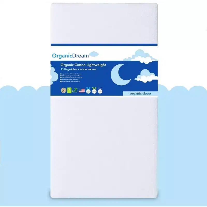 Organic Dream Certified Organic Cotton Lightweight 2-Stage Crib & Toddler Mattress