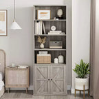 Estantería de granja con puertas de 30 cm de profundidad, estantes de almacenamiento de 181 cm de alto, librería industrial de madera, estanterías de 6 niveles para dormitorio