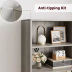 Estantería de granja con puertas de 30 cm de profundidad, estantes de almacenamiento de 181 cm de alto, librería industrial de madera, estanterías de 6 niveles para dormitorio