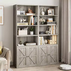 Estantería de granja con puertas de 30 cm de profundidad, estantes de almacenamiento de 181 cm de alto, librería industrial de madera, estanterías de 6 niveles para dormitorio
