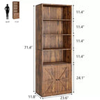 Estantería de granja con puertas de 30 cm de profundidad, estantes de almacenamiento de 181 cm de alto, librería industrial de madera, estanterías de 6 niveles para dormitorio