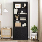 Estantería de granja con puertas de 30 cm de profundidad, estantes de almacenamiento de 181 cm de alto, librería industrial de madera, estanterías de 6 niveles para dormitorio