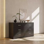 Cómoda Karl Home de 6 cajones, aglomerado negro, 120 cm de ancho