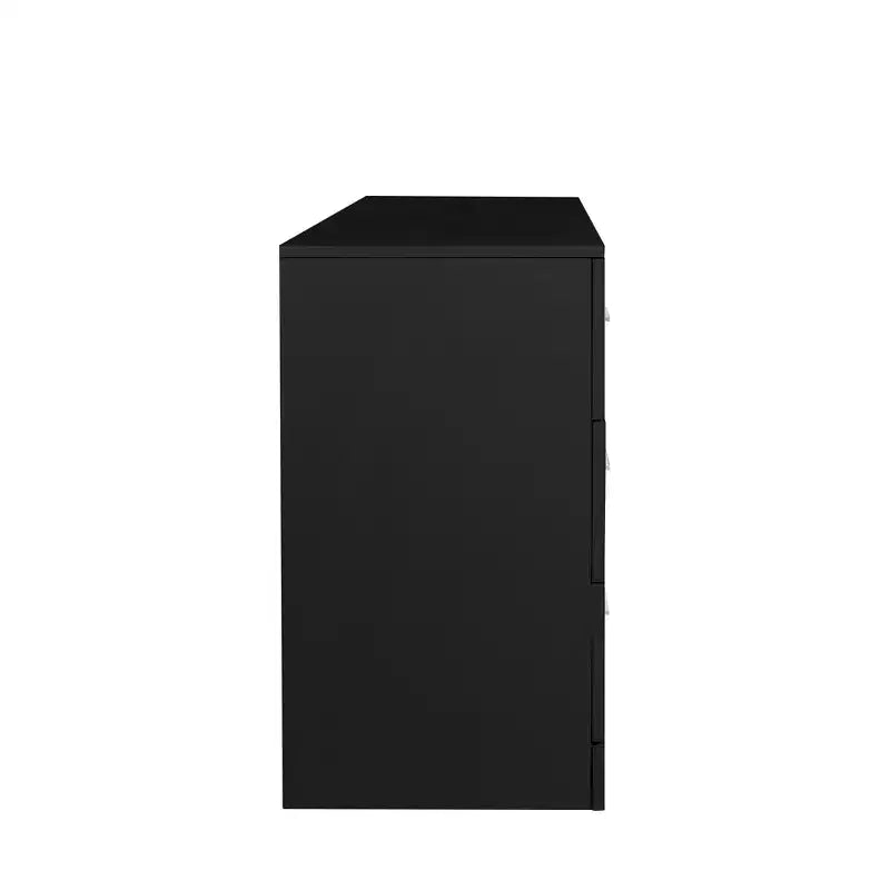 Cómoda Karl Home de 6 cajones, aglomerado negro, 120 cm de ancho