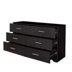 Cómoda Karl Home de 6 cajones, aglomerado negro, 120 cm de ancho