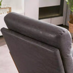 Sillón Karl Home alto con respaldo de madera maciza, reposabrazos, estructura de hierro y lino, para ocio en interiores
