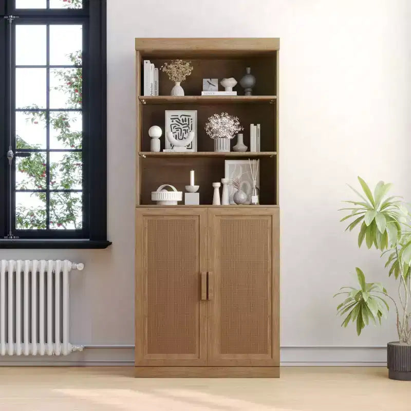 Artefacto para organizar el hogar: Armario de almacenamiento con puertas de cristal, con un diseño elegante y gran capacidad de almacenamiento