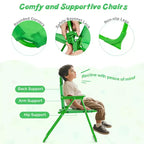 Mesa y Sillas de Picnic Infantiles Costway con 2 Sillas Plegables y Sombrilla de Altura Ajustable Marrón/Verde/Rosa