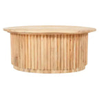 Mesa de centro Royal Hampton con tapa ovalada de madera de mango hecha a mano con base estriada y almacenamiento oculto, 36 pulgadas -