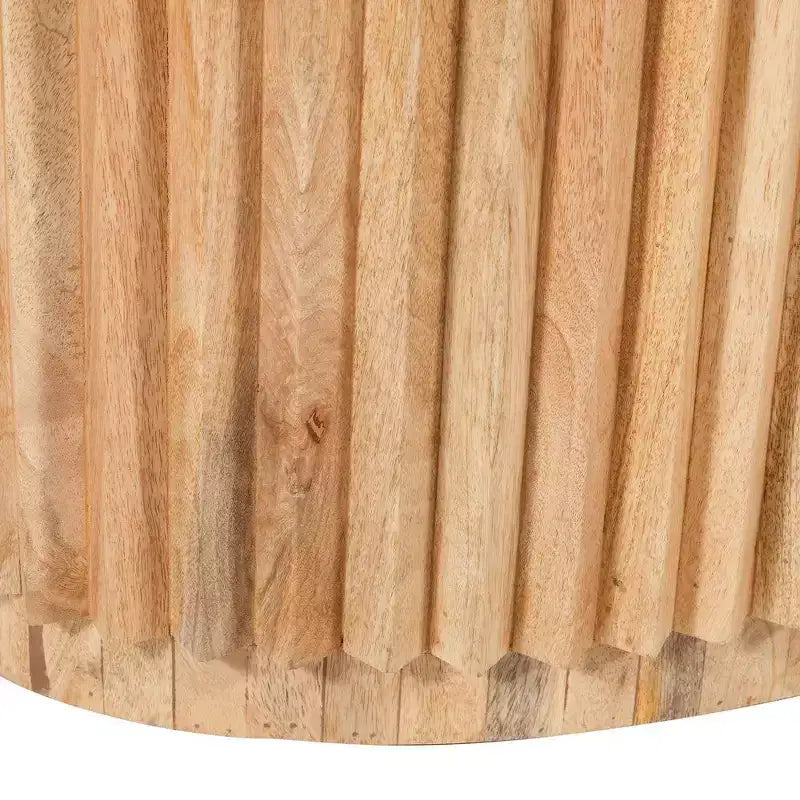 Mesa de centro Royal Hampton con tapa ovalada de madera de mango hecha a mano con base estriada y almacenamiento oculto, 36 pulgadas -