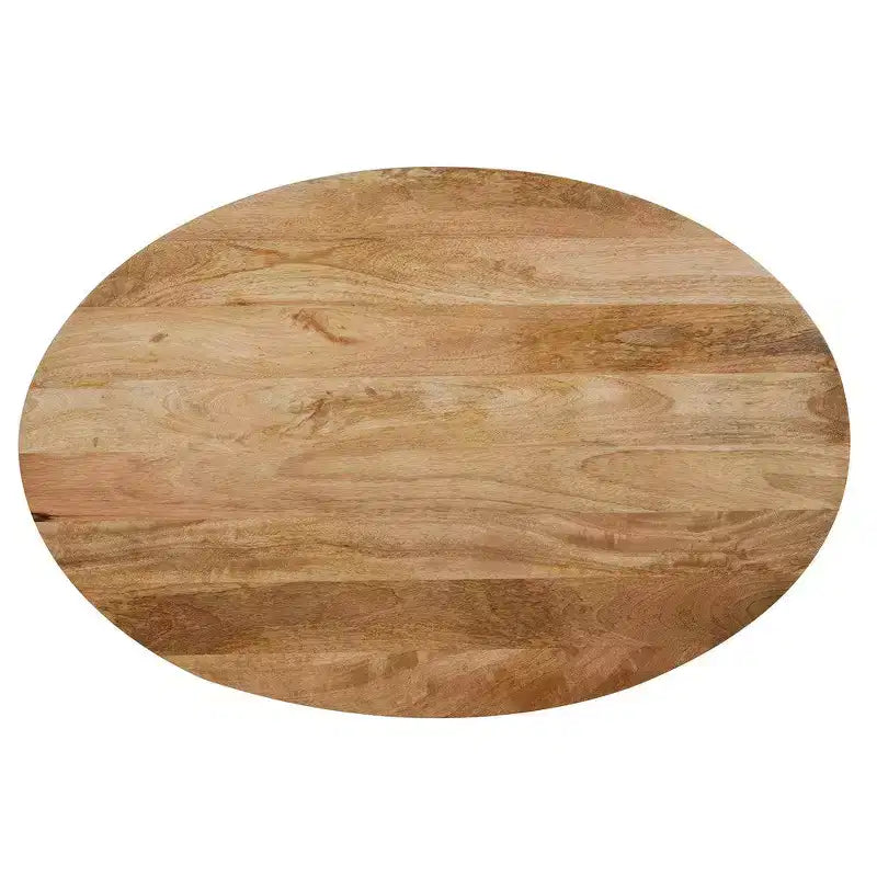 Mesa de centro Royal Hampton con tapa ovalada de madera de mango hecha a mano con base estriada y almacenamiento oculto, 36 pulgadas -