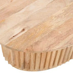 Mesa de centro Royal Hampton con tapa ovalada de madera de mango hecha a mano con base estriada y almacenamiento oculto, 36 pulgadas -