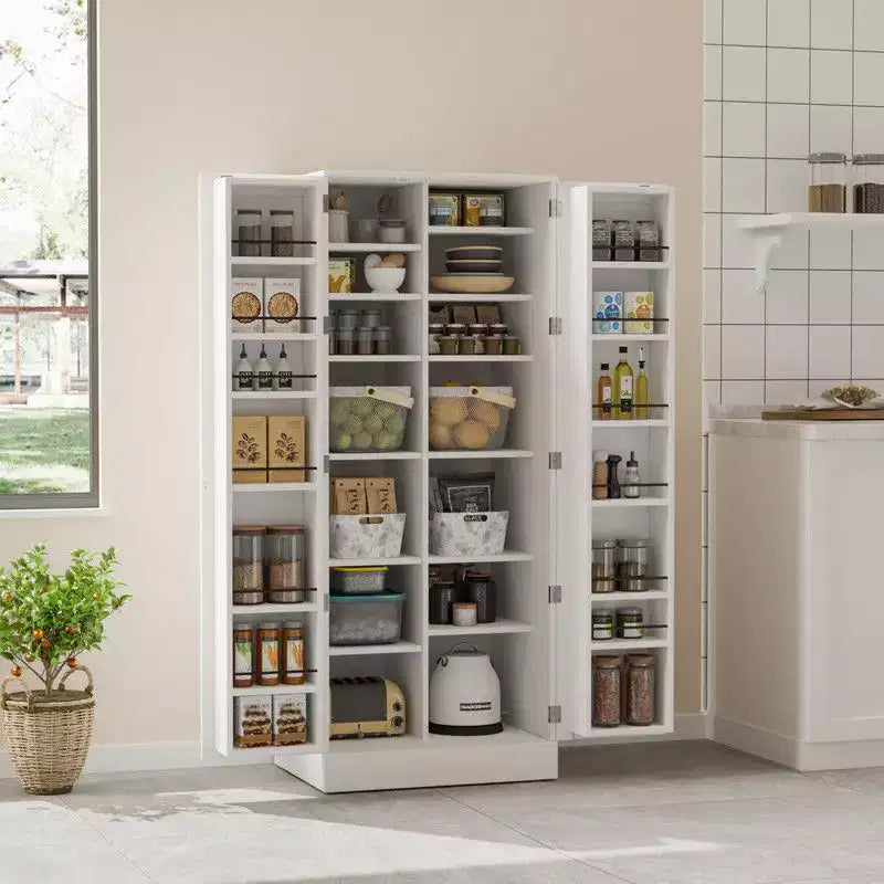 Karl Home 59in Tall White Kitchen Storage Cabinet With 2 Doors And Adjustable Shelves Food Storage Pantry Cabinet