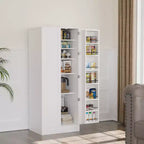 Mueble de cocina alto Karl Home de 150 cm blanco con 2 puertas y estantes ajustables, despensa de almacenamiento de alimentos