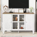 MAYEERTY TV Stand Entertainment Center Media Console Cabinet with 3 Spacious Glass Doors Anti Tip Device for Living Room
