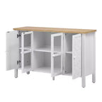 MAYEERTY Mueble para TV, centro de entretenimiento, consola multimedia con 3 espaciosas puertas de cristal, dispositivo antivuelco para sala de estar