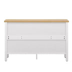MAYEERTY Mueble para TV, centro de entretenimiento, consola multimedia con 3 espaciosas puertas de cristal, dispositivo antivuelco para sala de estar