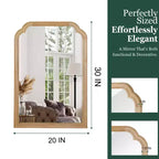 MAYEERTY 20 x 30 Marco de Madera Maciza con Esquinas Redondeadas Espejo Decorativo para Dormitorio Baño Sala de Estar Madera Natural