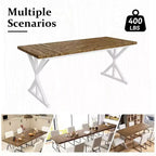 Mesa de comedor industrial Dyonery de 70,8 pulgadas para 6-8 personas, tapa de madera maciza con estructura de metal, mesa rectangular para cocina y comedor
