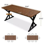 Mesa de comedor industrial Dyonery de 70,8 pulgadas para 6-8 personas, tapa de madera maciza con estructura de metal, mesa rectangular para cocina y comedor