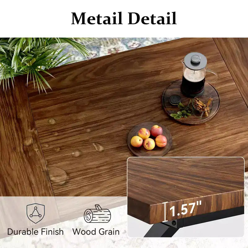 Mesa de comedor industrial Dyonery de 70,8 pulgadas para 6-8 personas, tapa de madera maciza con estructura de metal, mesa rectangular para cocina y comedor