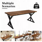 Mesa de comedor industrial Dyonery de 70,8 pulgadas para 6-8 personas, tapa de madera maciza con estructura de metal, mesa rectangular para cocina y comedor